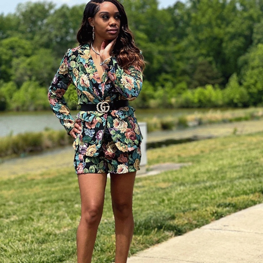 Floral shorts with matching blazer perfect for photo shots